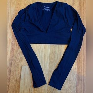 Garage Black Long Sleeve Crop Top